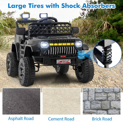 Realistic children's truck with steering wheel horn, rearview mirror and easy pedal operation