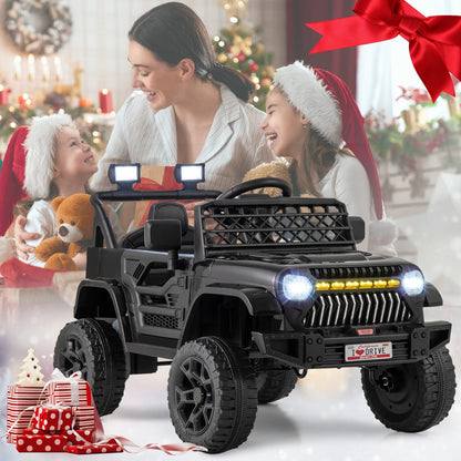 Black, pink, red or white children's ride-on truck with bright LED lights for a lively driving experience