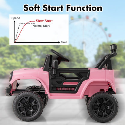 Ride-on truck featuring USB and wireless music playback, volume control and a convenient battery indicator