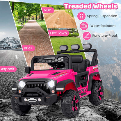 Kids ride-on car supporting manual driving with foot pedal and two speed levels for easy operation