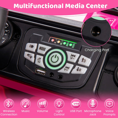 Black, pink, or white electric kids car with anti-slip steering wheel and simple one-button start