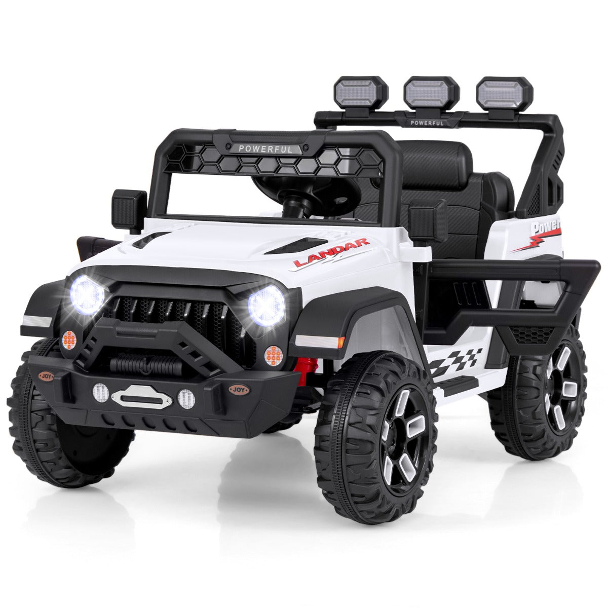 Black, pink, or white electric kids car with anti-slip steering wheel and simple one-button start