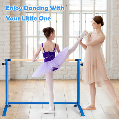 130 cm Ballet Barre Bar with 4-Position Adjustable Height-Blue