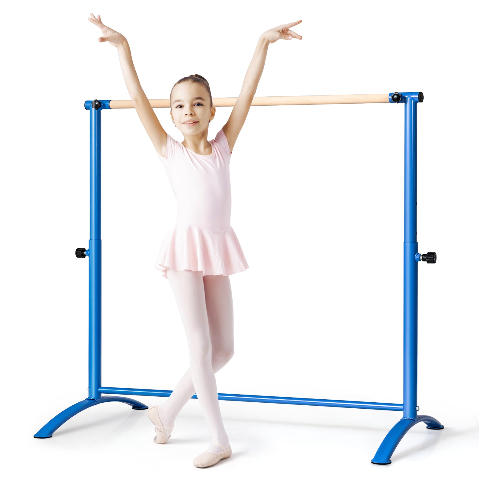 130 cm Ballet Barre Bar with 4-Position Adjustable Height-Blue