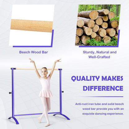 130 cm Ballet Barre Bar with 4-Position Adjustable Height-Purple