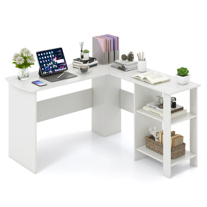 Large L-shaped Computer Desk 130cm Corner Gaming Desk with CPU Stand-White