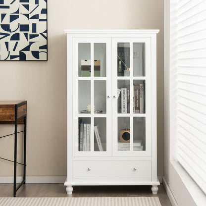 Solid wood legs and anti-tipping kits improve the stability and safety of the bookshelf cabinet