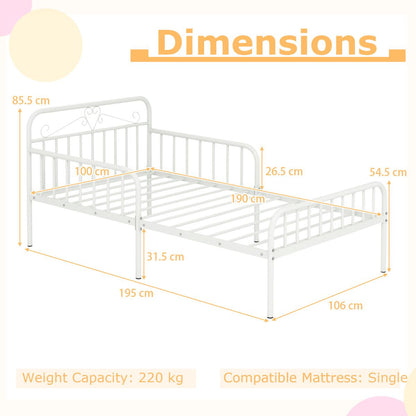 Costway Extendable Metal Daybed with Trundle for Adults-White