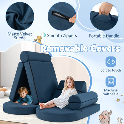13 PCS Modular Kids Play Couch for Nursery Playroom Bedroom Living Room-Blue