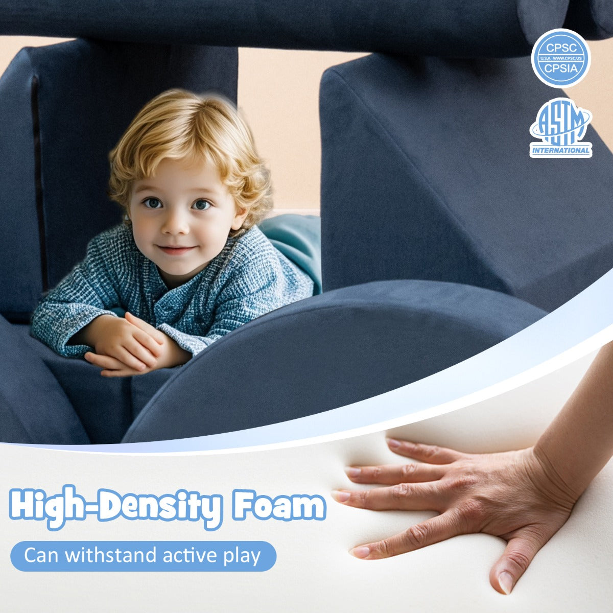 13 PCS Modular Kids Play Couch for Nursery Playroom Bedroom Living Room-Blue