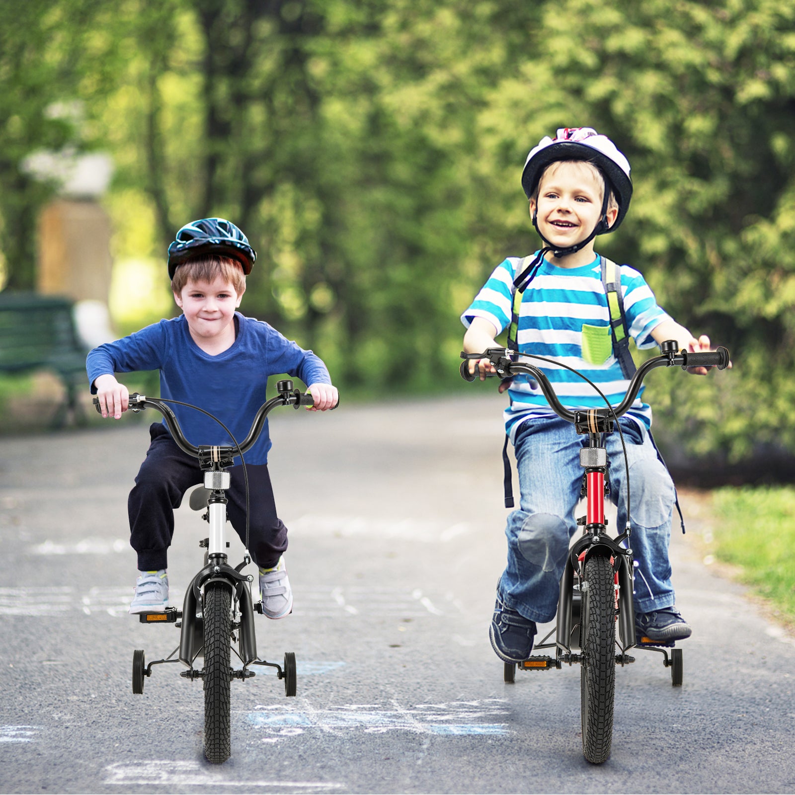 14 Inch Kids Bike Adjustable with Removable Training Wheels for Aged 3-5-White