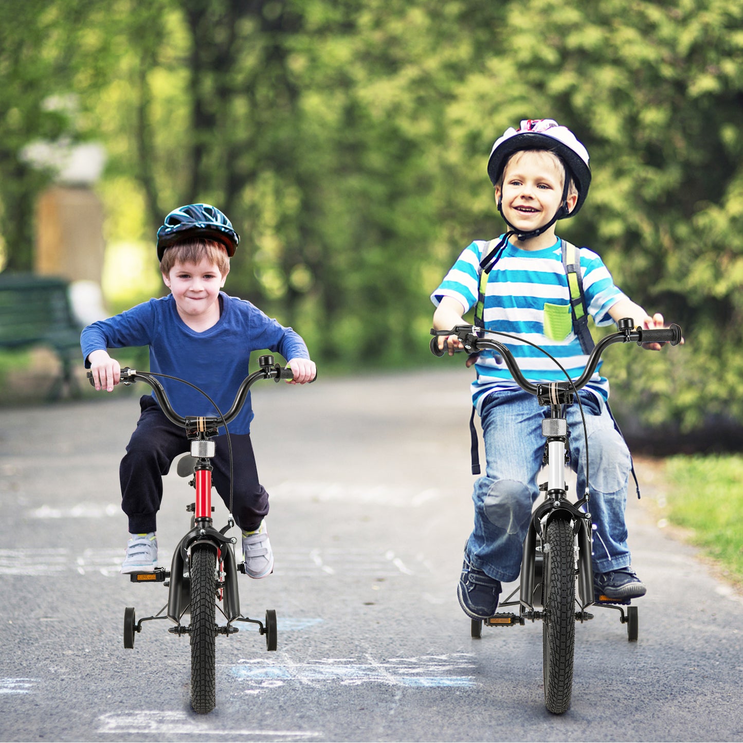 14 Inch Kids Bike Adjustable with Removable Training Wheels for Aged 3-5-Red