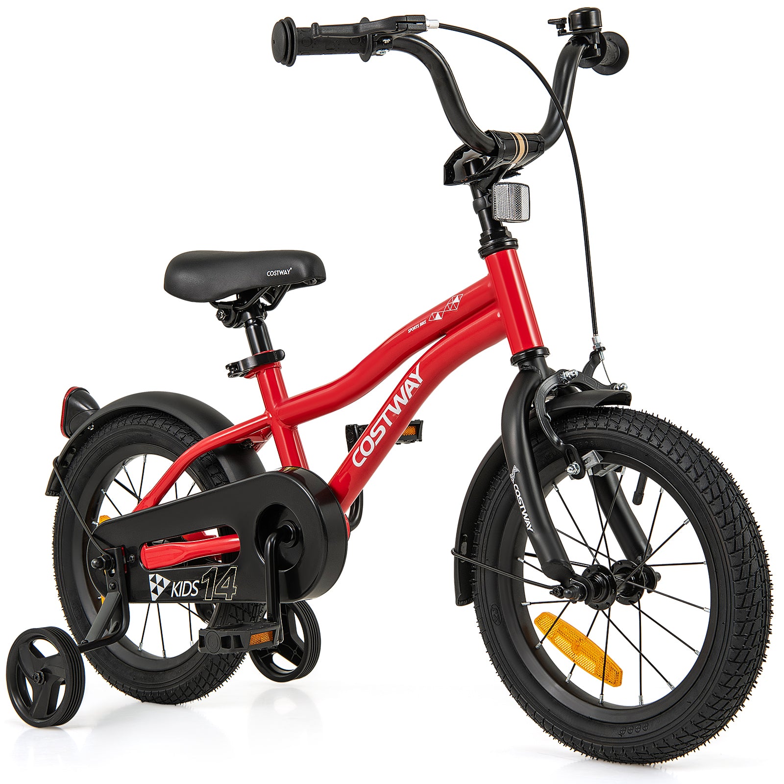 14 Inch Kids Bike Adjustable with Removable Training Wheels for Aged 3-5-Red