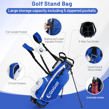 15-Piece Complete Golf Equipment Set for Beginners and Professionals-Blue