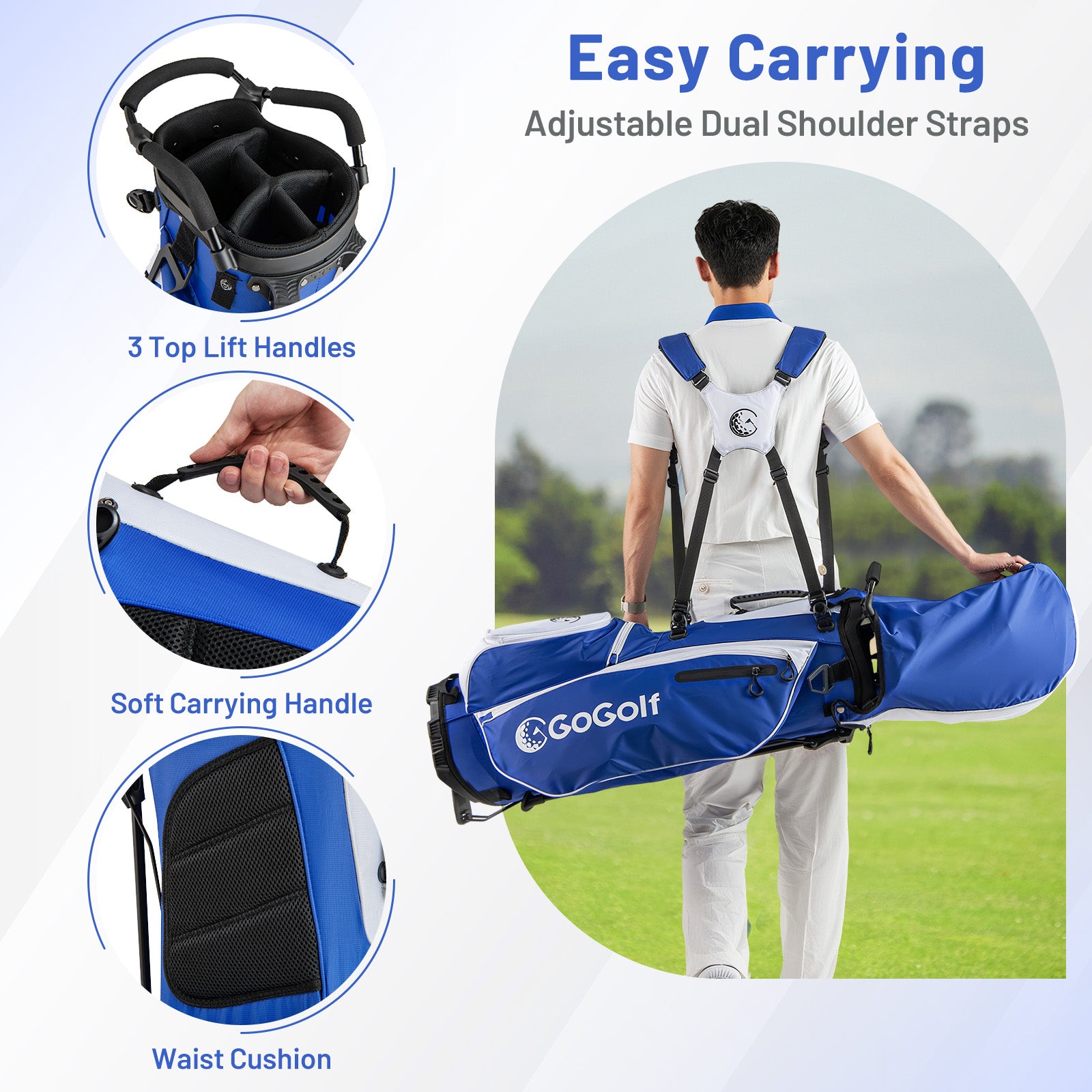 15-Piece Complete Golf Equipment Set for Beginners and Professionals-Blue