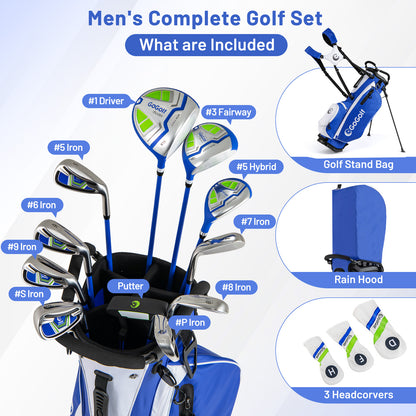 15-Piece Complete Golf Equipment Set for Beginners and Professionals-Blue