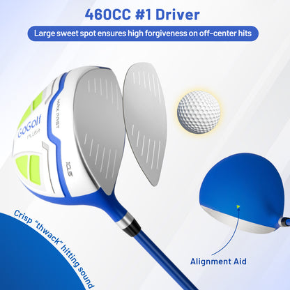 15-Piece Complete Golf Equipment Set for Beginners and Professionals-Blue