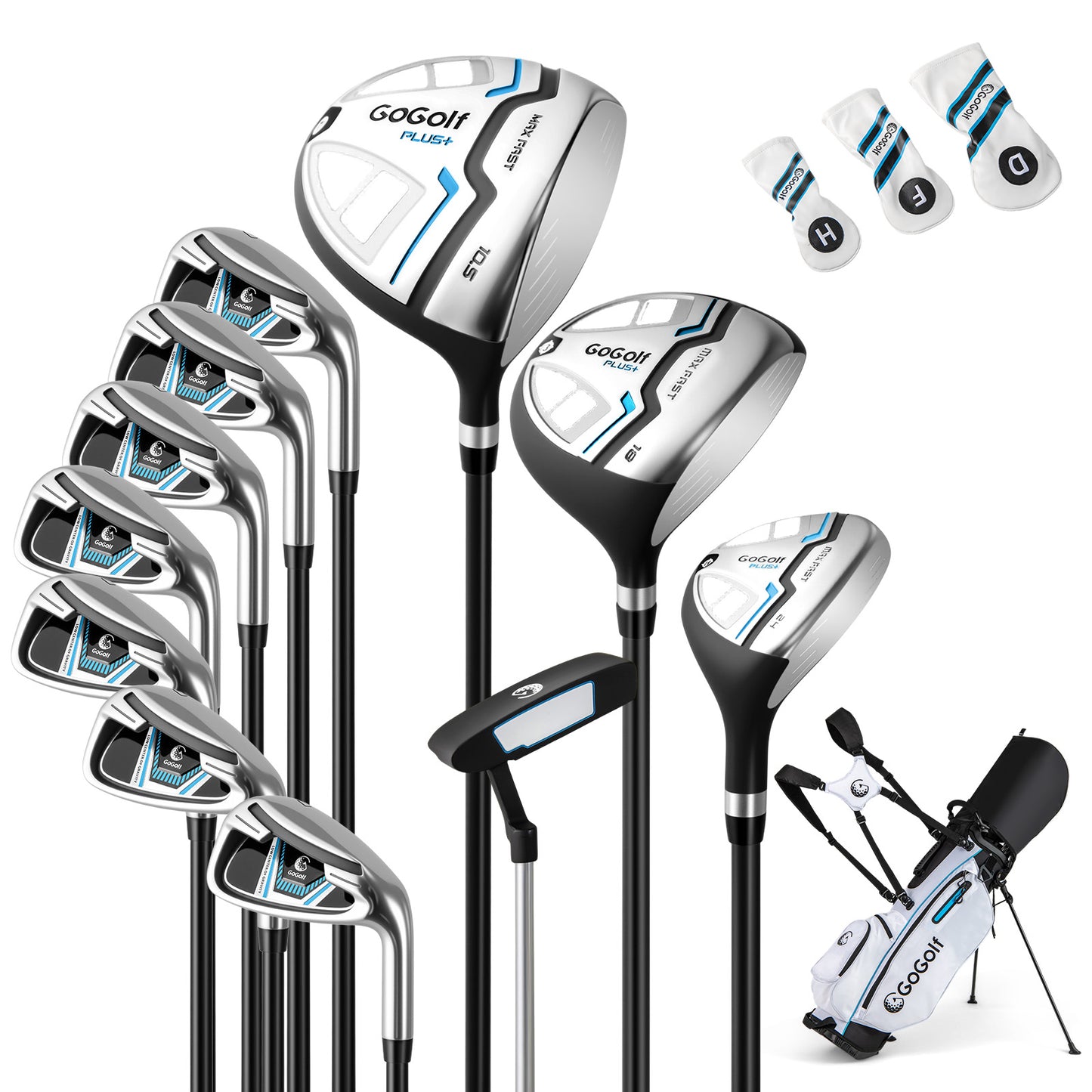 15-Piece Complete Golf Equipment Set for Beginners and Professionals-White