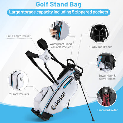 15-Piece Complete Golf Equipment Set for Beginners and Professionals-White
