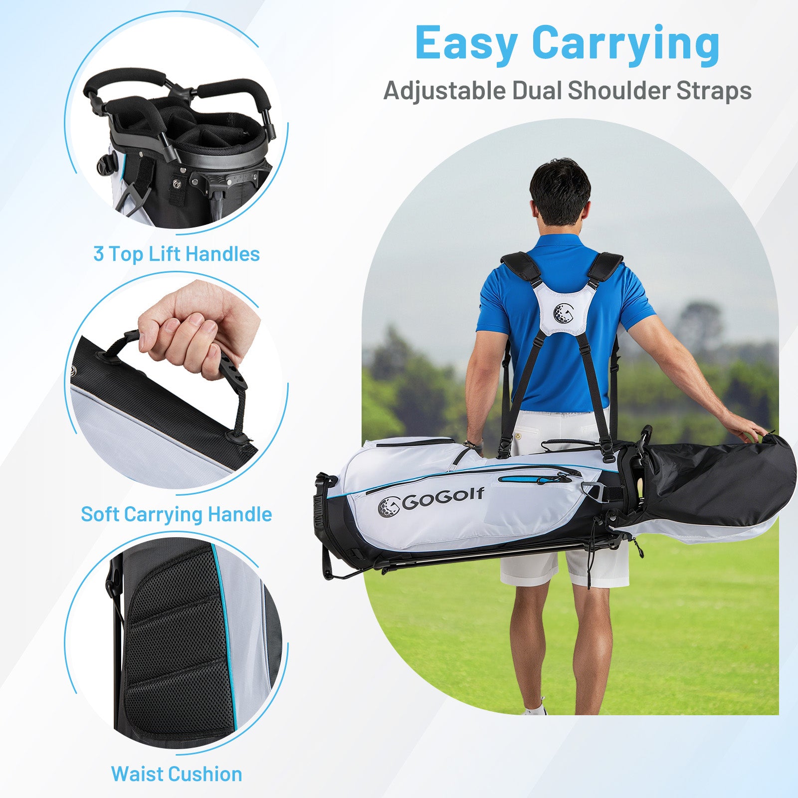 15-Piece Complete Golf Equipment Set for Beginners and Professionals-White