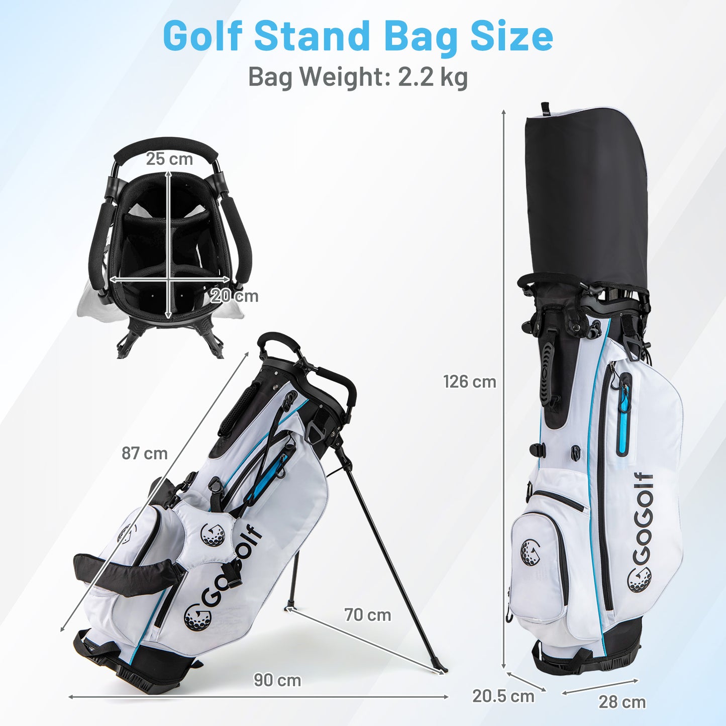 15-Piece Complete Golf Equipment Set for Beginners and Professionals-White