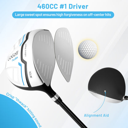 15-Piece Complete Golf Equipment Set for Beginners and Professionals-White