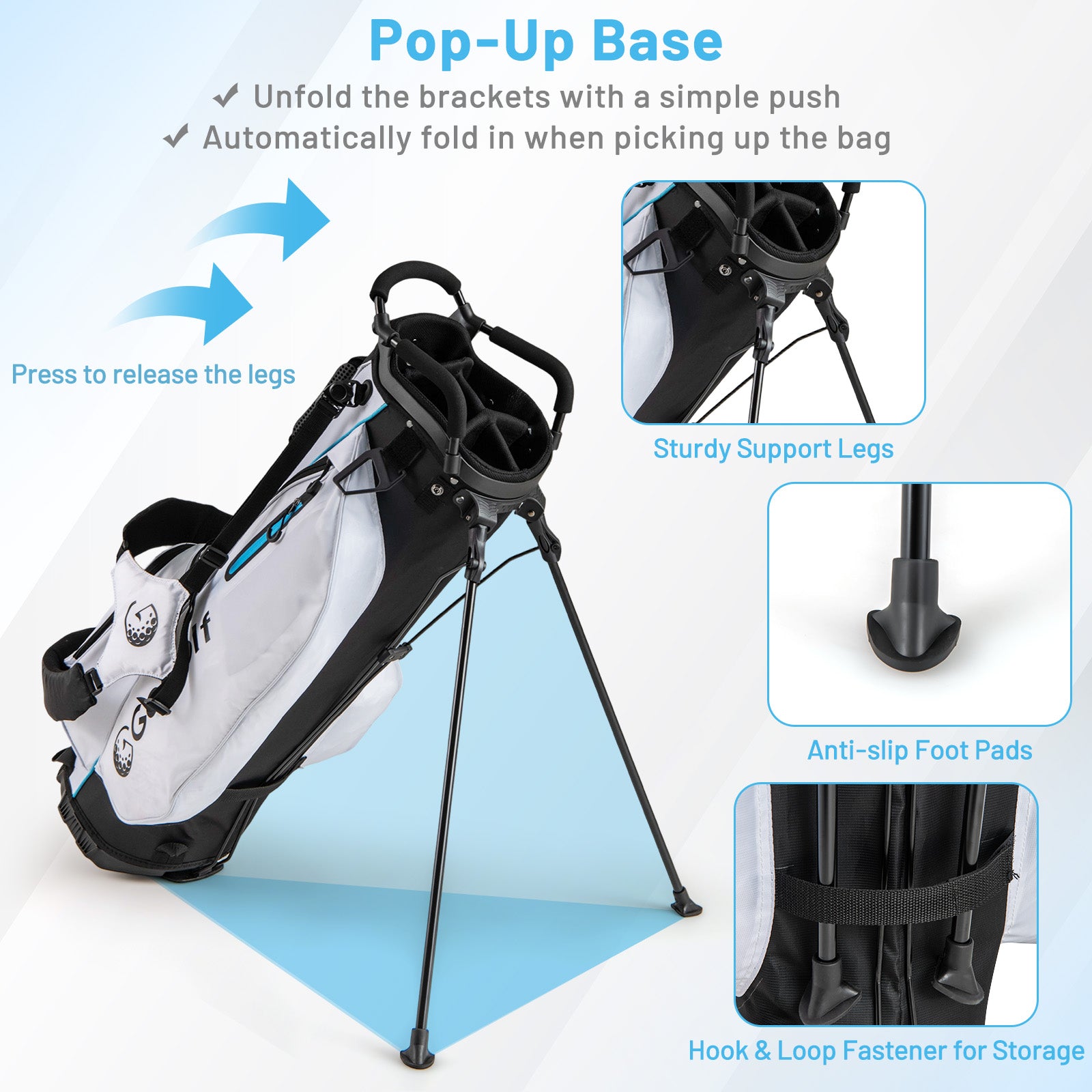 15-Piece Complete Golf Equipment Set for Beginners and Professionals-White