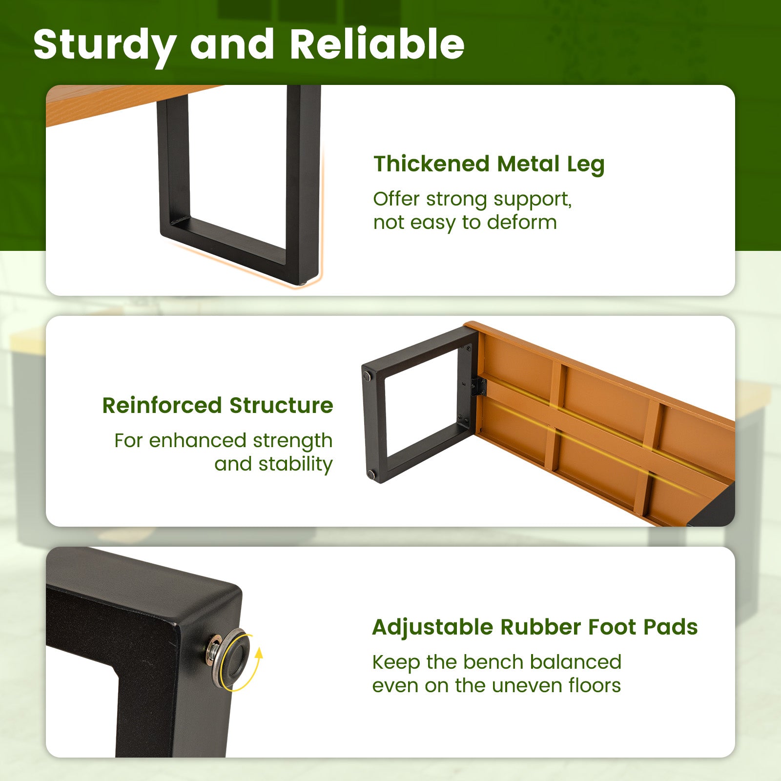 150 CM Long Outdoor Metal Bench with Cat House and 3-Person Seating-Coffee