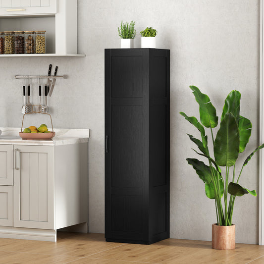 150 cm Tall Storage Cabinet 4-Tier Freestanding Floor Cabinet with Door-Black