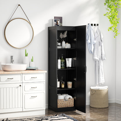 150 cm Tall Storage Cabinet 4-Tier Freestanding Floor Cabinet with Door-Black