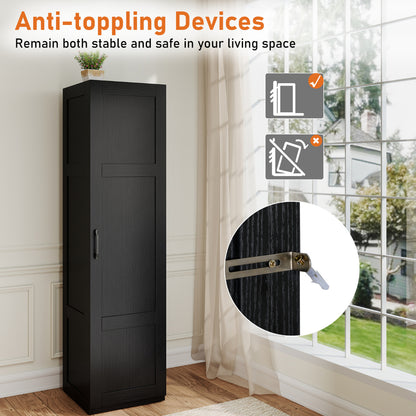 150 cm Tall Storage Cabinet 4-Tier Freestanding Floor Cabinet with Door-Black