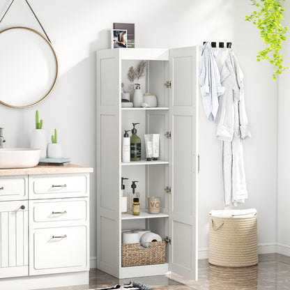 150 cm Tall Storage Cabinet 4-Tier Freestanding Floor Cabinet with Door-White