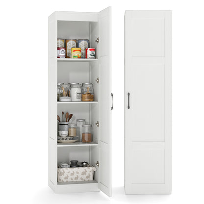 150 cm Tall Storage Cabinet 4-Tier Freestanding Floor Cabinet with Door-White