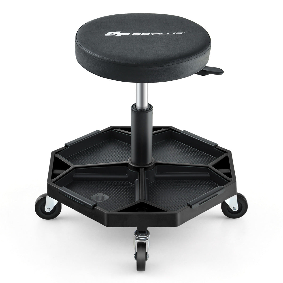 150 KG Capacity Pneumatic Rolling Mechanic Stool with Tool Tray-Black