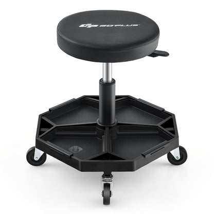 150 KG Capacity Pneumatic Rolling Mechanic Stool with Tool Tray-Black
