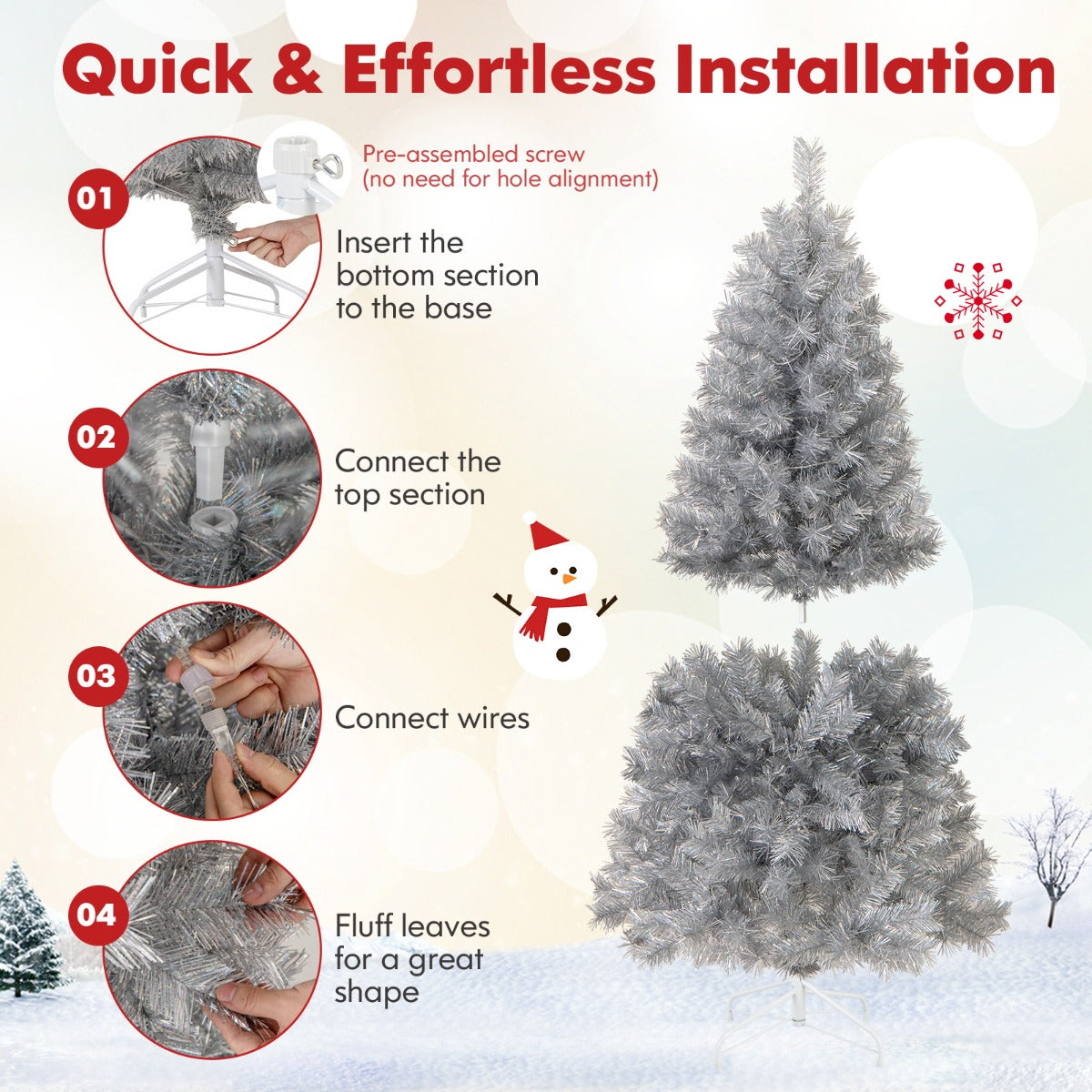 150CM Christmas Tree with 385 Branch Tips and 170 Warm White LED Lights