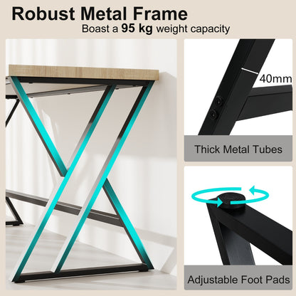 150cm Computer Desk with Heavy-duty Metal Frame and Crossbar-Grey