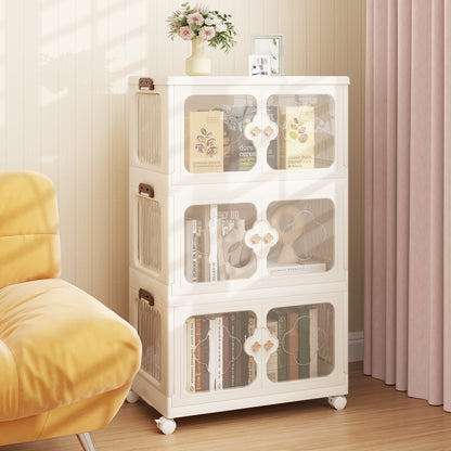 3-Tier Stackable Storage Bins with Lid 159L Closet Storage Organizer-White