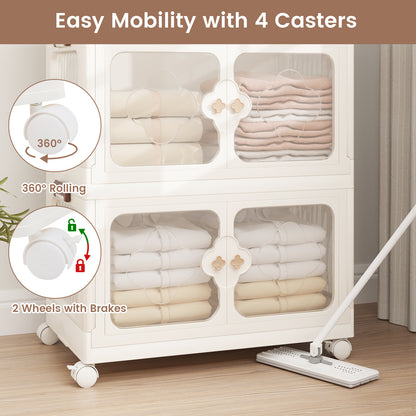 3-Tier Stackable Storage Bins with Lid 159L Closet Storage Organizer-White