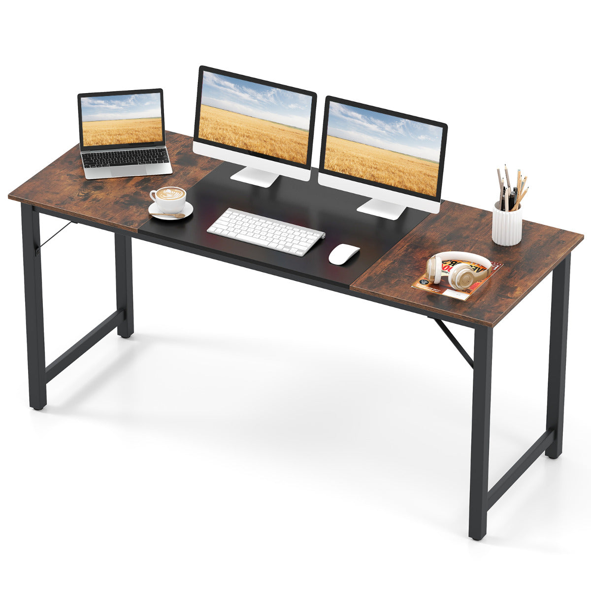 160 cm Computer Desk with Heavy Duty Metal Frame