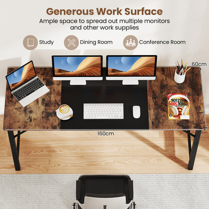 160 cm Computer Desk with Heavy Duty Metal Frame