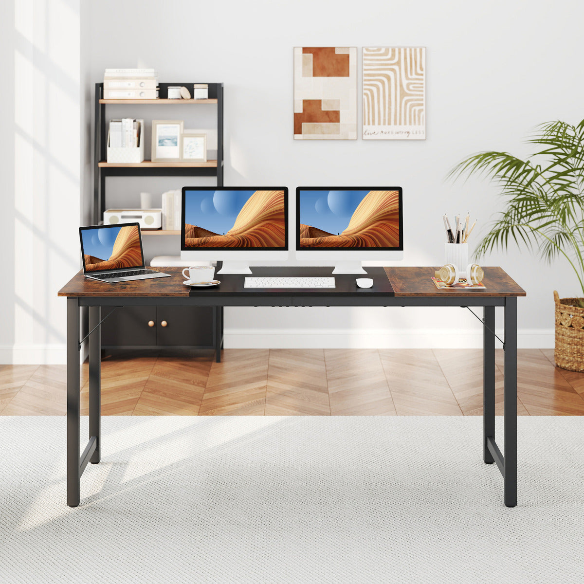160 cm Computer Desk with Heavy Duty Metal Frame
