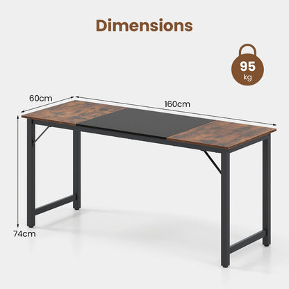 160 cm Computer Desk with Heavy Duty Metal Frame
