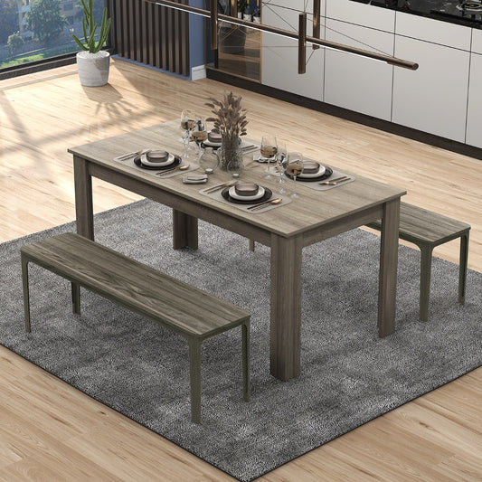 Costway 160 CM Modern Dining Table with Sturdy L-shaped Legs-Natural