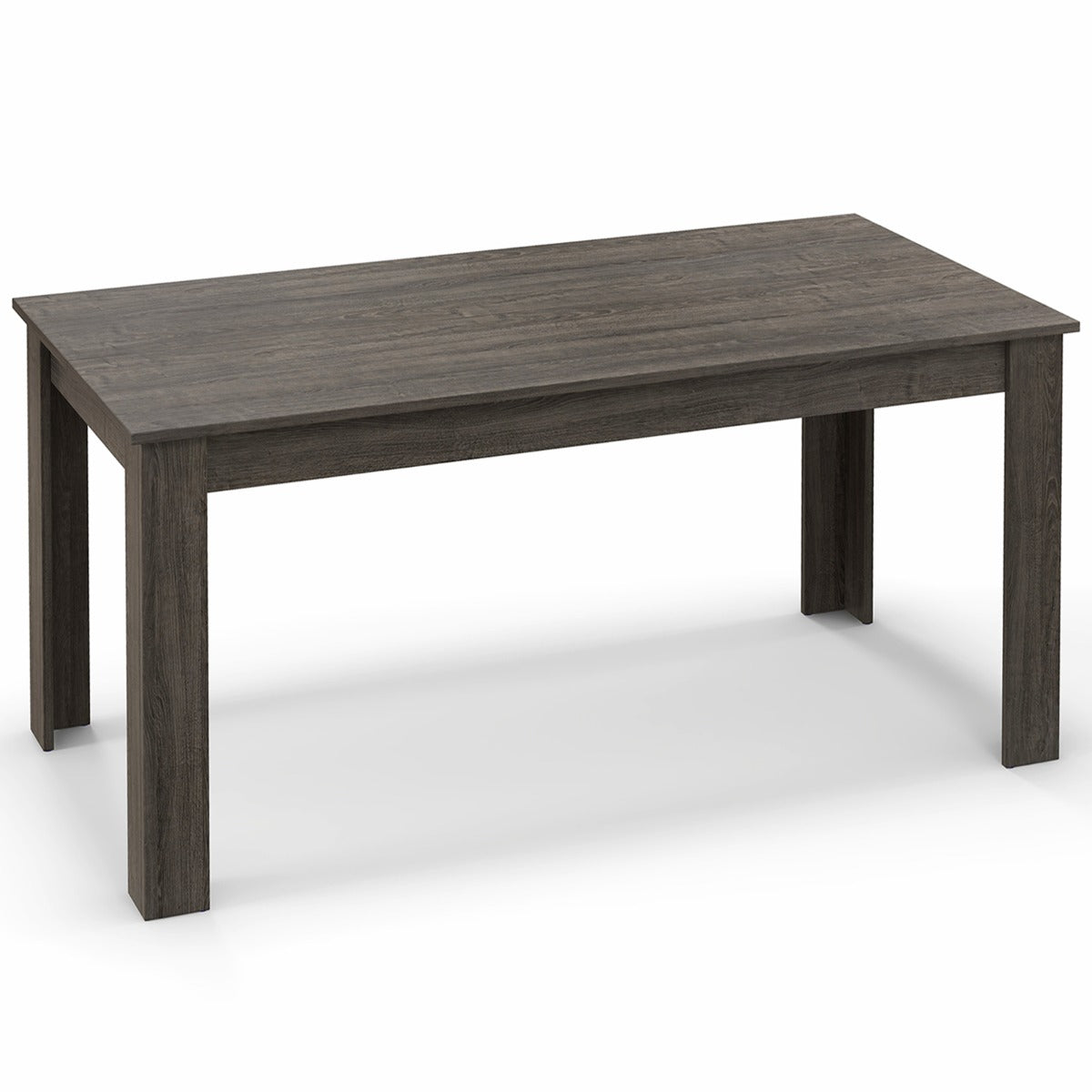 Costway 160 CM Modern Extension Dining Table with Sturdy L-shaped Legs-Grey