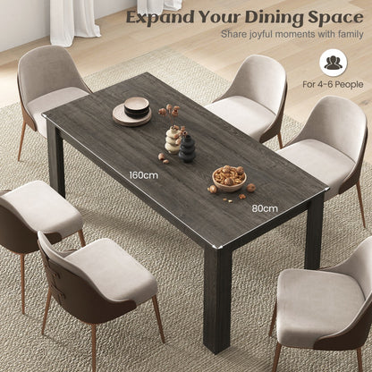 Costway 160 CM Modern Extension Dining Table with Sturdy L-shaped Legs-Grey