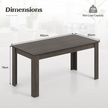 Costway 160 CM Modern Extension Dining Table with Sturdy L-shaped Legs-Grey