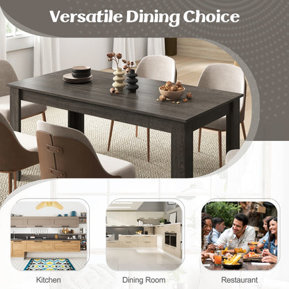 Costway 160 CM Modern Extension Dining Table with Sturdy L-shaped Legs-Grey