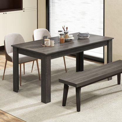 Costway 160 CM Modern Extension Dining Table with Sturdy L-shaped Legs-Grey