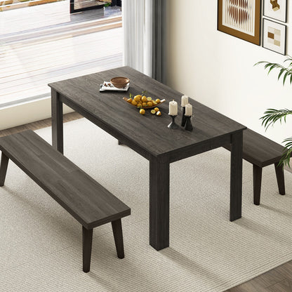 Costway 160 CM Modern Extension Dining Table with Sturdy L-shaped Legs-Grey